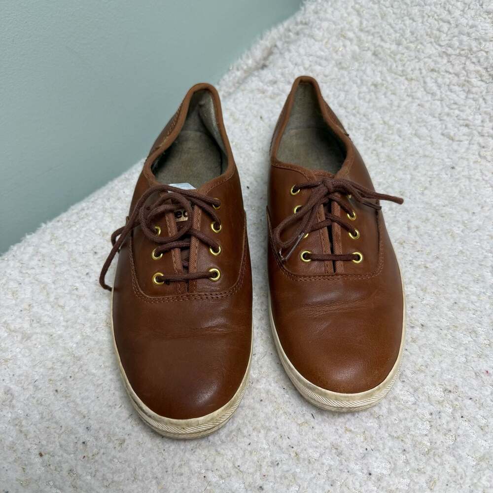 Keds Champion Brown Leather Lace Up Sneakers Women's Size 8 Good Used Classic